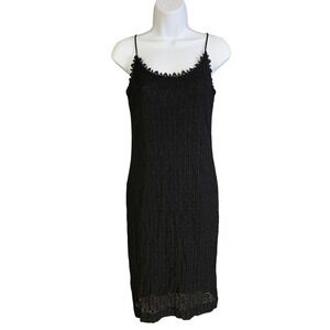 Vintage Size 4 Dress 90s Black Spaghetti Strap Lace Jeanne Alexander Womens Body
